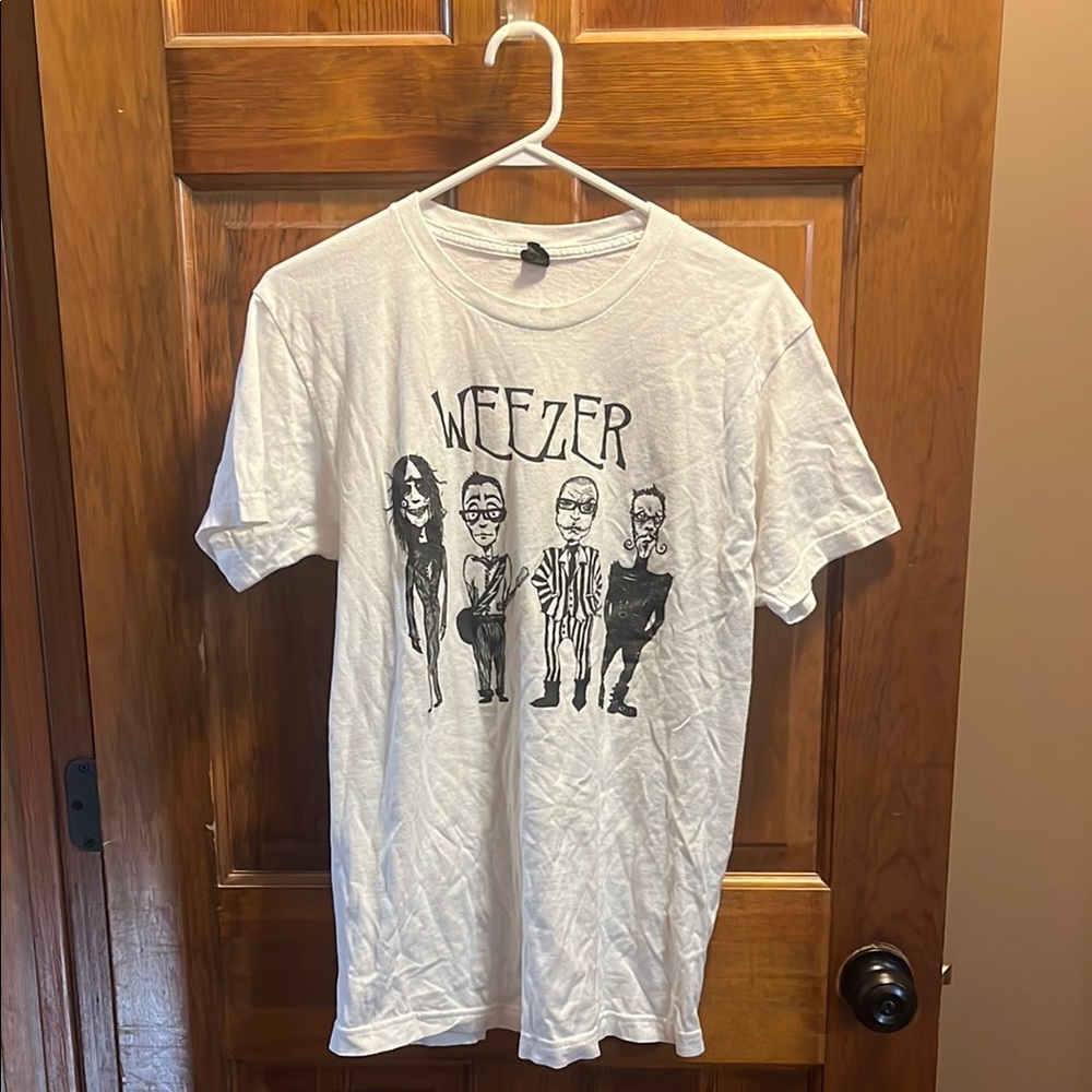 Weezer The Nightmare Before Christmas Caricatures Band T-shirt Soft White Large